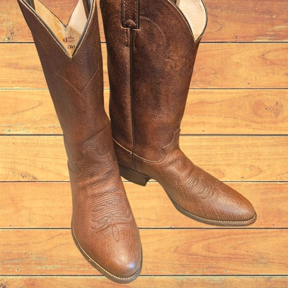 Justin Men's Full Brown Buffalo Skin  Cowboy,  Western Boot. SIZE 10 D - Picture 9 of 12